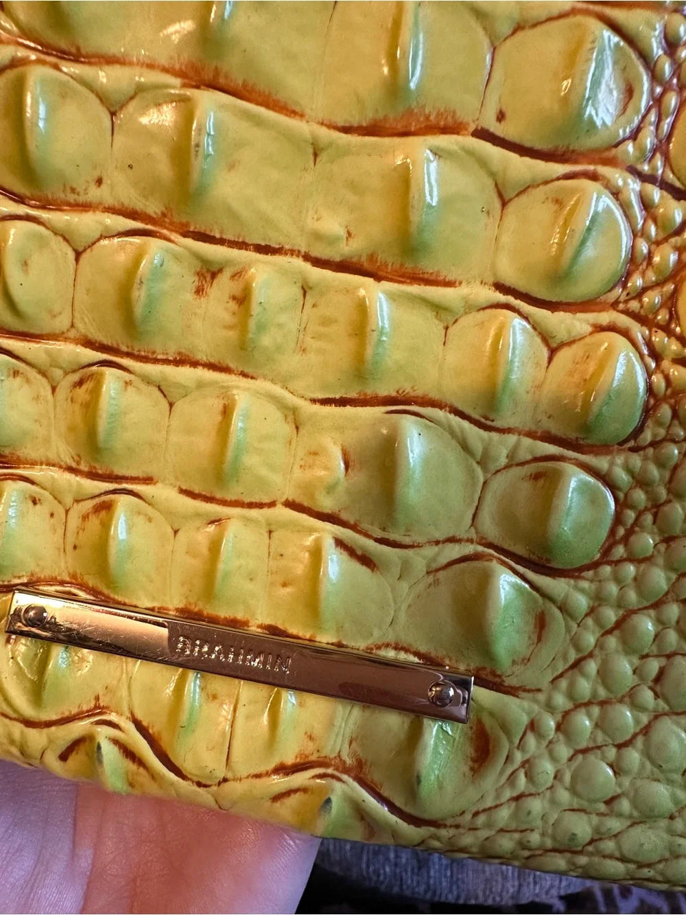 Brahmin Chartreuse Croc-Embossed Crossbody Bag